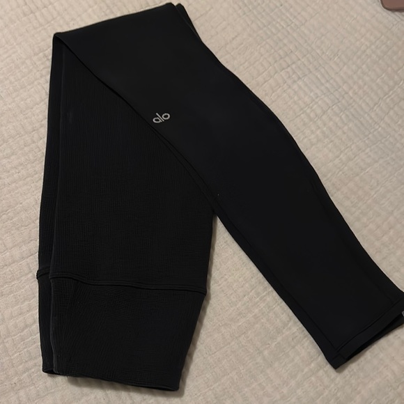 ALO High Waist Micro-Waffle Black Low Key Leggings Size XXS EUC - Picture 4 of 9